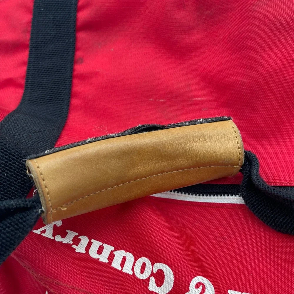 Vintage 80s Town & Country Surf Designs Red Duffel Bag Pearl City Hawaii